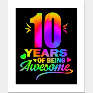 10th Birdthay Gift Idea Tie-Dye For kids Posters and Art